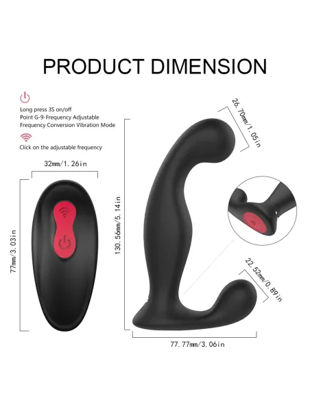 Vibrador jelly prostata anal - control remoto - 9 funciones - recargable - 13cm x 8cm | S-hande | Punto g