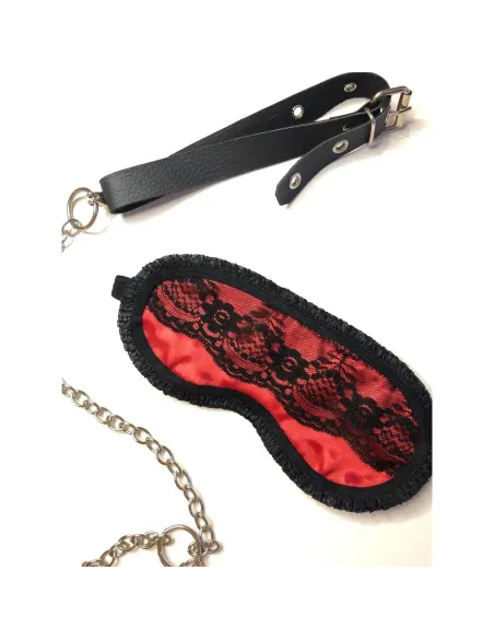 Antifaz de raso y puntillas en rojo pasión | Infarta fetish | Máscaras y antifaces