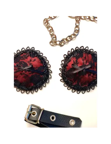 Atractivas pezoneras de raso y puntillas en rojo pasión | Infarta fetish | Descuentos y promociones
