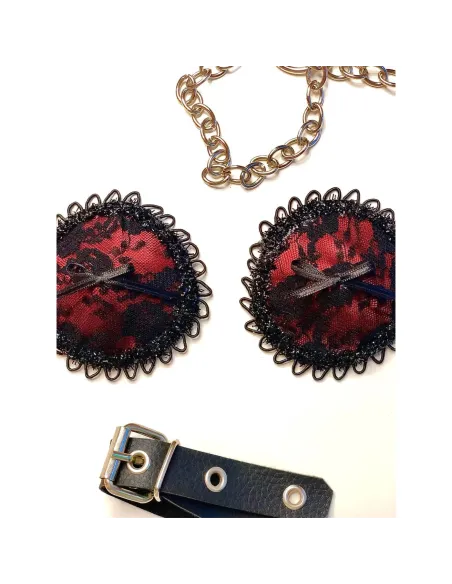 Atractivas pezoneras de raso y puntillas en rojo pasión | Infarta fetish | Descuentos y promociones