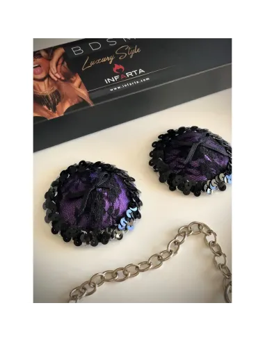 Delicadas pezoneras de raso y puntillas en violeta | Infarta fetish | Descuentos y promociones