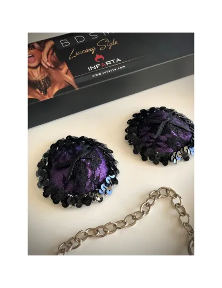 Delicadas pezoneras de raso y puntillas en violeta | Infarta fetish | Descuentos y promociones