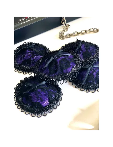 Antifaz y pezoneras de raso y puntilla color violeta -infarta sens- | Infarta fetish | Baby dolls