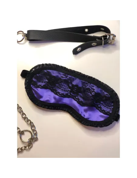Antifaz y pezoneras de raso y puntilla color violeta -infarta sens- | Infarta fetish | Baby dolls