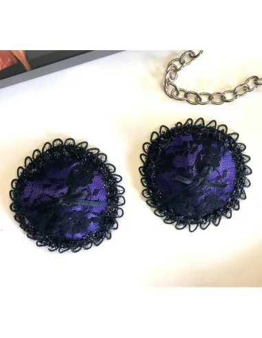 Antifaz y pezoneras de raso y puntilla color violeta -infarta sens- | Infarta fetish | Baby dolls