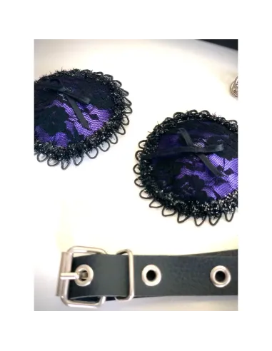 Antifaz y pezoneras de raso y puntilla color violeta -infarta sens- | Infarta fetish | Baby dolls