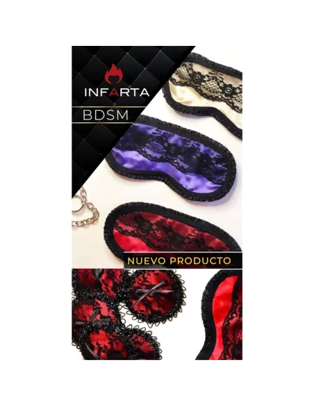 Antifaz y pezoneras de raso y puntilla color violeta -infarta sens- | Infarta fetish | Baby dolls