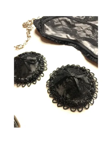 Reservado antifaz de raso y puntillas en peltre | Infarta fetish | Descuentos y promociones