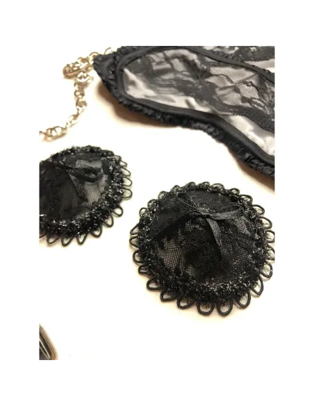 Reservado antifaz de raso y puntillas en peltre | Infarta fetish | Descuentos y promociones