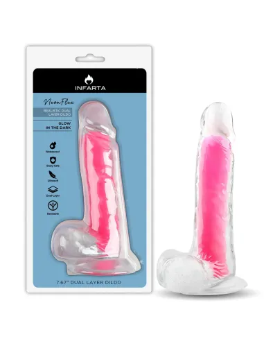Dildo neonflux pink - brilla en la oscuridad | Infarta toys | Dildos macizos