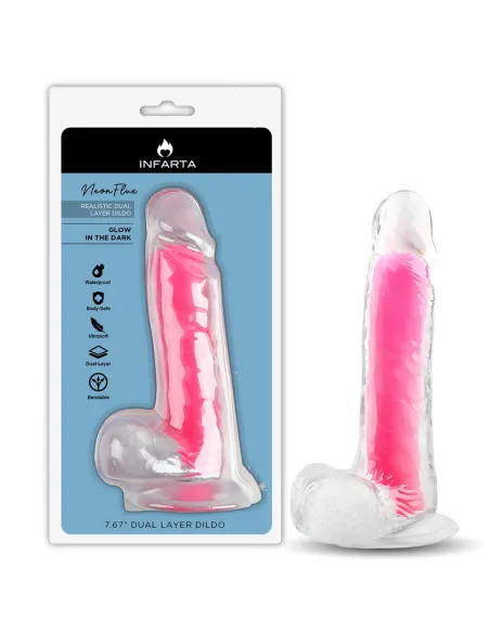 Dildo neonflux pink - brilla en la oscuridad | Infarta toys | Dildos macizos