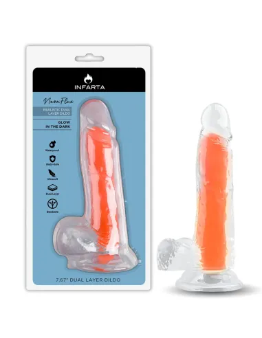 Dildo neonflux orange - brilla en la oscuridad | Infarta toys | Dildos macizos