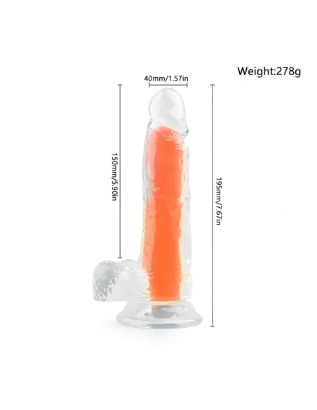 Dildo neonflux orange - brilla en la oscuridad | Infarta toys | Dildos macizos