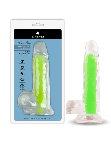 Dildo neonflux green - brilla en la oscuridad | Infarta toys | Dildos macizos