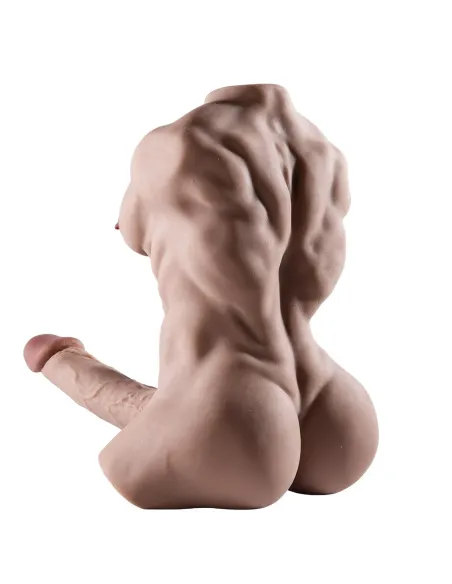 Dominus – compact muscle torso with hyper-realistic dildo penis & ass with vibrator - marron claro | Infarta toys | Torsos
