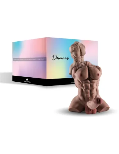 Dominus – compact muscle torso with hyper-realistic dildo penis & ass with vibrator - marron | Infarta toys | Torsos