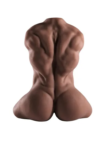 Dominus – compact muscle torso with hyper-realistic dildo penis & ass with vibrator - marron | Infarta toys | Torsos