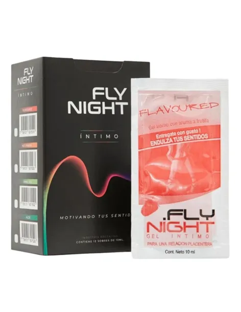 Caja x12 sachet gel flavoured sabor frutilla 10ml | Fly night | Comestibles