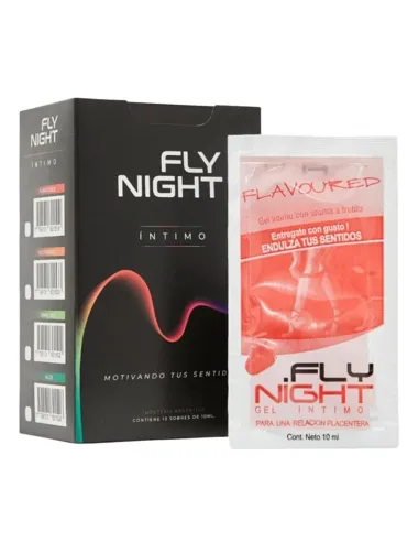 Caja x12 sachet gel flavoured sabor frutilla 10ml | Fly night | Comestibles