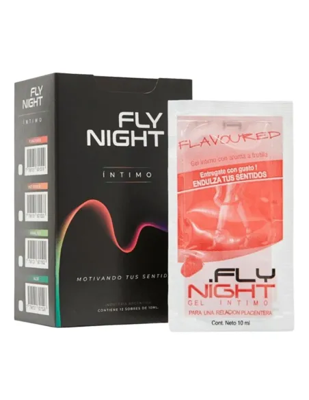 Caja x12 sachet gel flavoured sabor frutilla 10ml | Fly night | Comestibles
