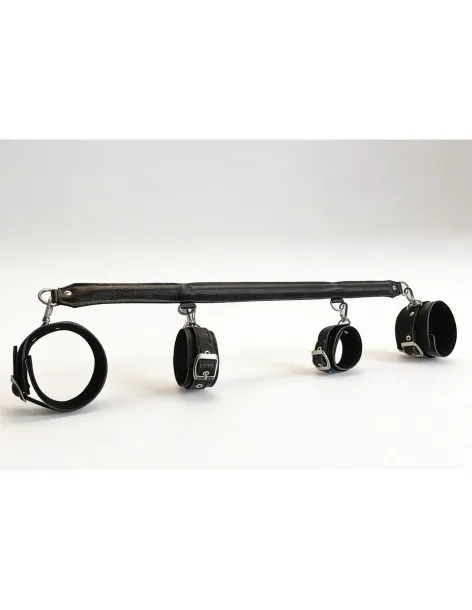 Cepo doble con esposas de mano y tobillo con mosqueton desmontable | Infarta fetish | Inmovilizadores