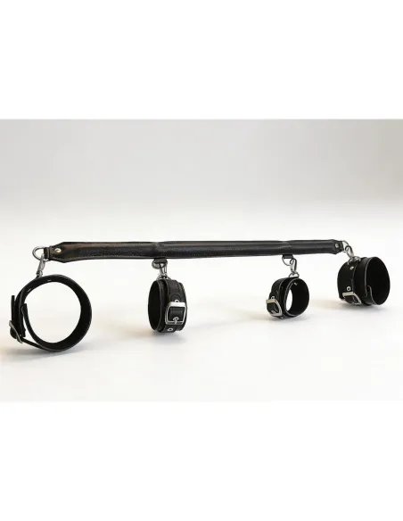 Cepo doble con esposas de mano y tobillo con mosqueton desmontable | Infarta fetish | Inmovilizadores