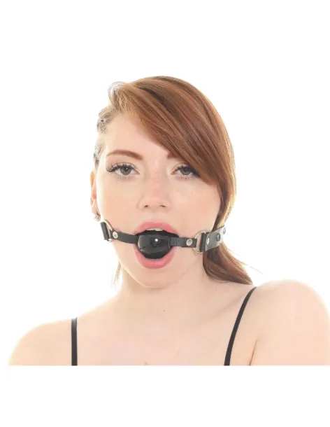 Mordaza bola negra eco cuero y tachas negras | Infarta fetish | Mordazas