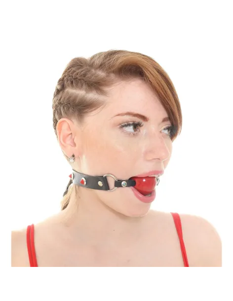 Mordaza bola roja eco cuero y tachas rojas | Infarta fetish | Mordazas