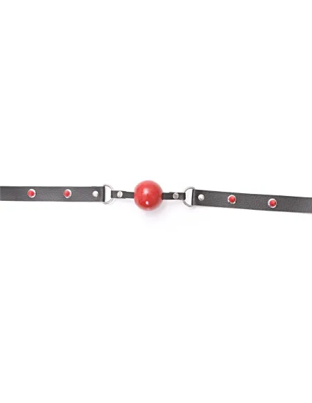 Mordaza bola roja eco cuero y tachas rojas | Infarta fetish | Mordazas
