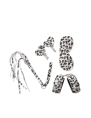 Set bdsm animal print plateado 4 piezas | Infarta fetish | Kits