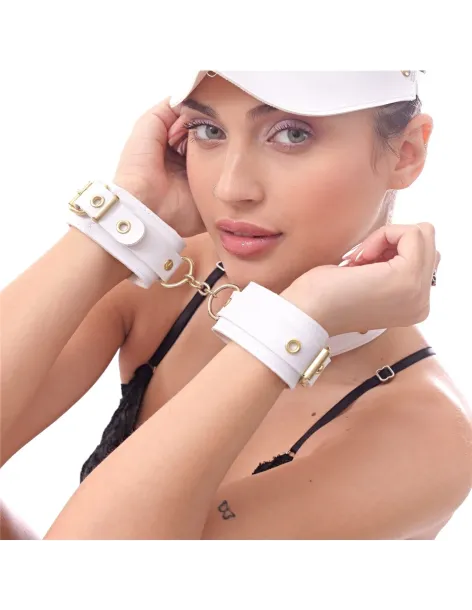 Esposas luxury con cadena blanco y herrajes dorados | Infarta fetish | Esposas