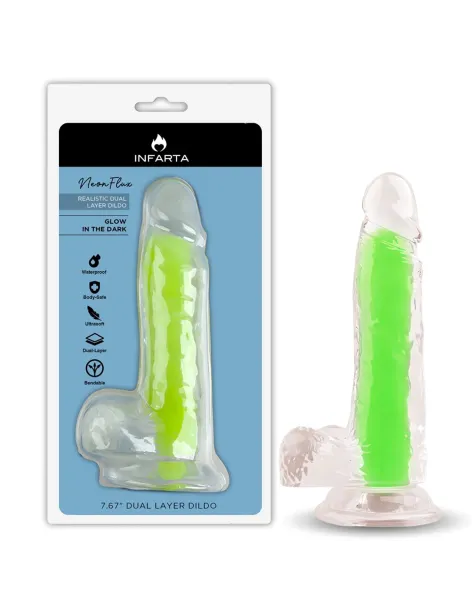 Dildo neonflux green - brilla en la oscuridad | Infarta toys | Dildos macizos