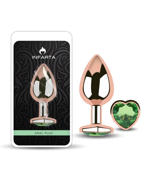 Anal plug heart love rose metal small dark green | Infarta toys | Plugs