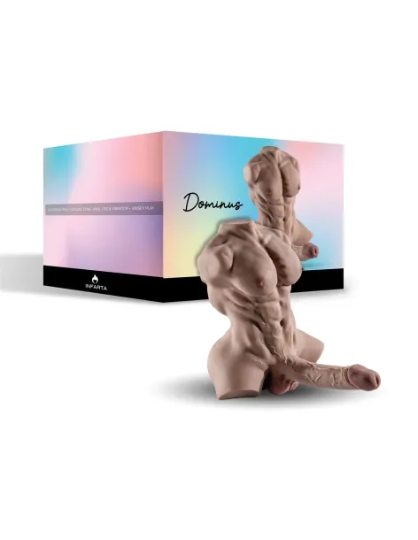 Dominus – torso musculoso el más vendido - pene realista y ano + balita de regalo – marrón claro | Infarta toys | Torsos