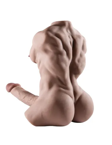 Dominus – torso musculoso el más vendido - pene realista y ano + balita de regalo – marrón claro | Infarta toys | Torsos