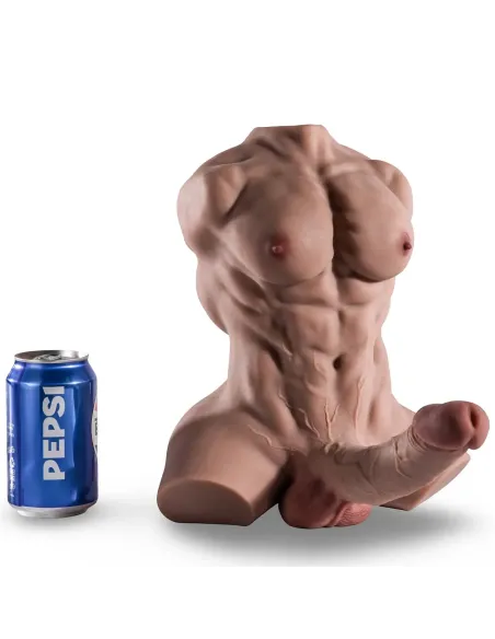 Dominus – torso musculoso el más vendido - pene realista y ano + balita de regalo – marrón claro | Infarta toys | Torsos