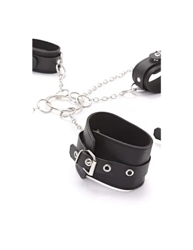 Esposas cruz mano y tobillo de cadena - eco-cuero negro | Infarta fetish | Esposas