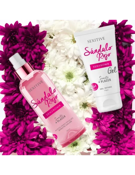 Aceite para masajes efecto calor - sandalo rojo - 130 ml | Sexitive | Corporales