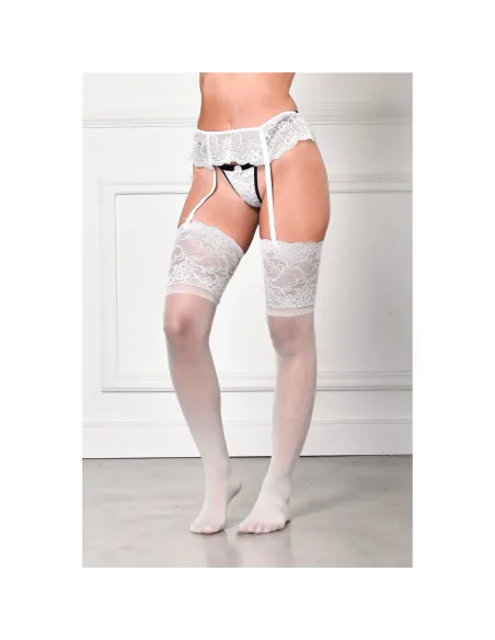 Medias lycra con puntilla ancha xl blanco | Malena | Medias