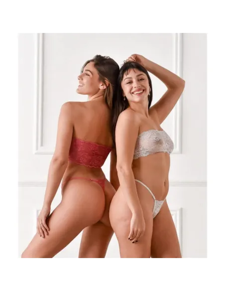 Bandeau e hilo dental de puntilla rojo | Malena | Conjuntos