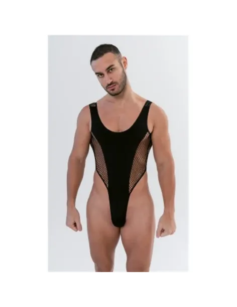 Hombre - body cavado de microfibra y red | Malena | Tangas